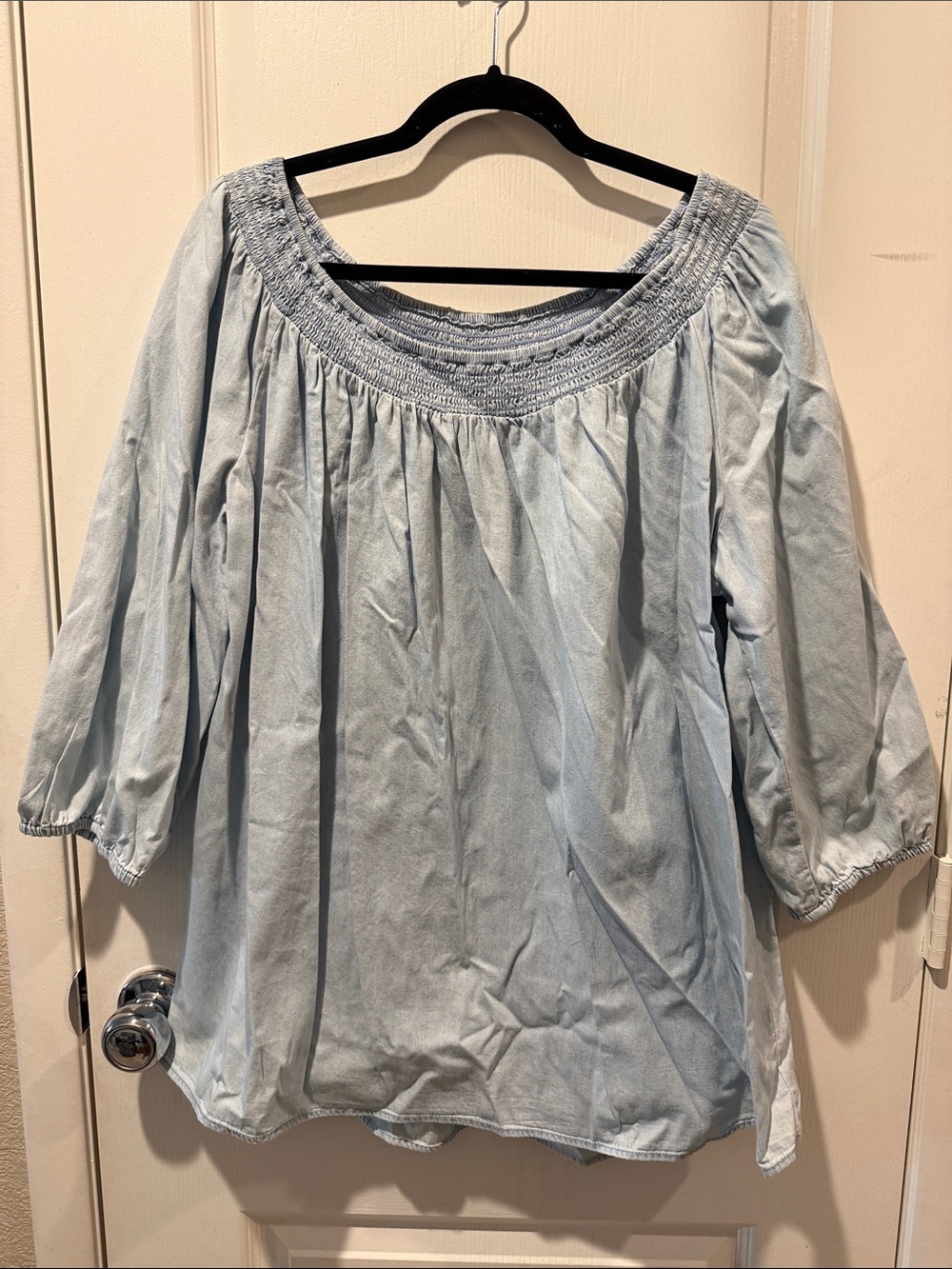 Faded Glory Light Blue Smocked Yoke Women's Tunic